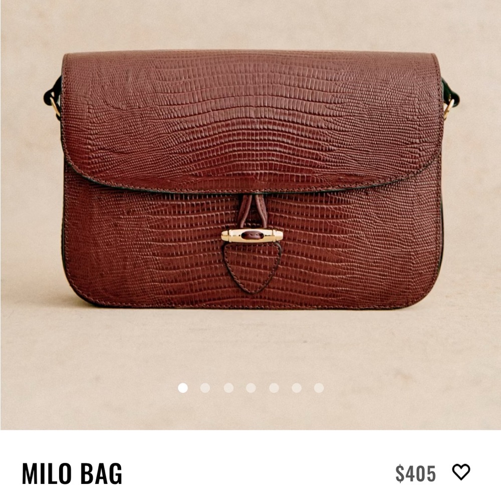 Sezane Milo Vintage Handbag in Embossed Brown